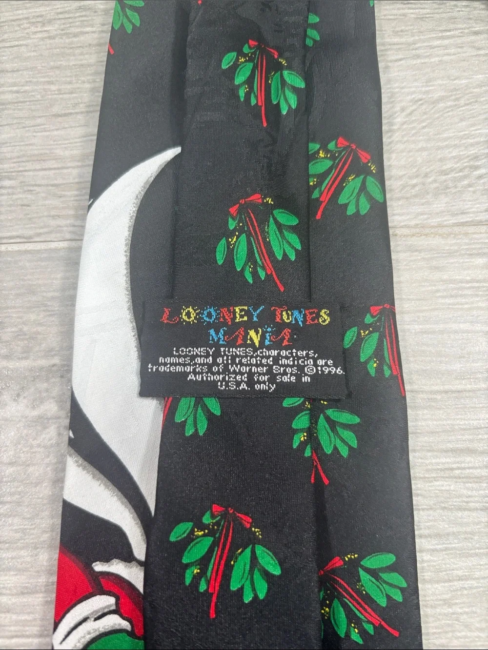 LOT OF 2 Vintage 90s Looney Tunes Neckties Taz Pepe Le Pew Christmas